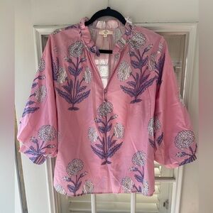 Women’s Entro Floral Top - Size Medium Pink Floral Blouse